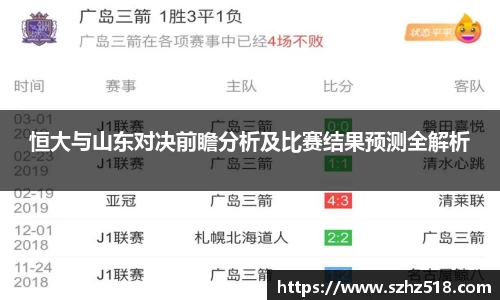 恒大与山东对决前瞻分析及比赛结果预测全解析